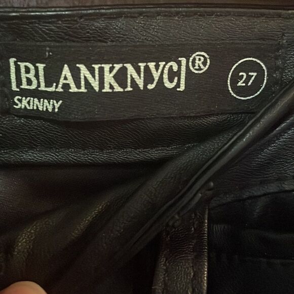 BlankNYC Wake Up Call Liberated Black Vegan Faux Leather Lace Front Skinny Pants - Picture 10 of 15